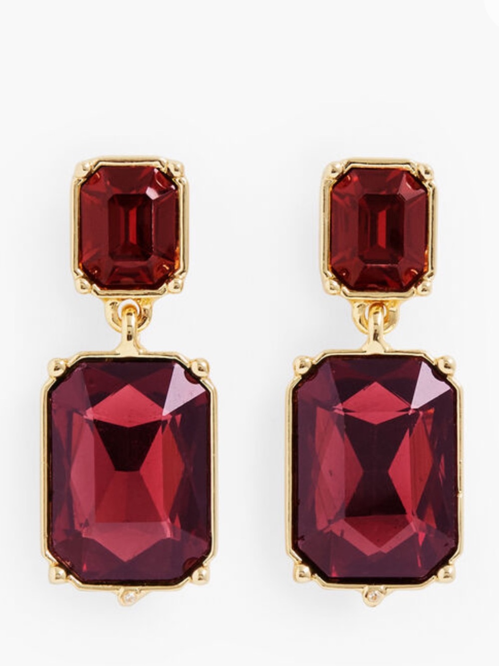 Talbots Gold-Tone Red Gemdrop Statement Earrings